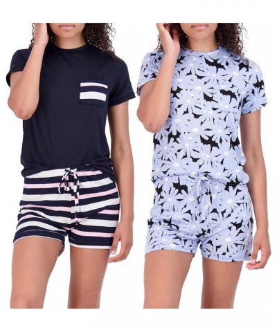 4 Piece: Women's Short Sleeve Top with Shorts Pajama Set – Ultra-Soft Lounge & Sleepwear (Available In Plus) Regular Size Set...