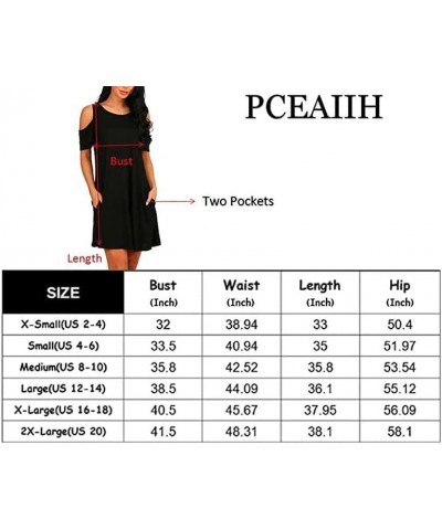 Women's Short Sleeve Cold Shoulder Tunic Top Swing T-Shirt Loose Dress with Pockets Army Green $11.19 Dresses