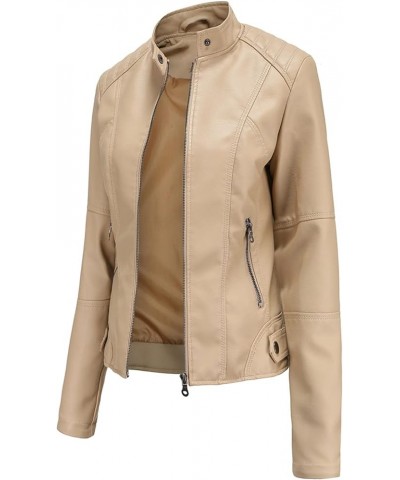 Faux Leather Jacket Women Bomber Jacket Women's Belted Motorcycle Jacket,Purple,XL X-Large Khaki $26.46 Coats