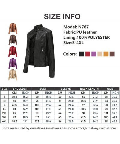 Faux Leather Jacket Women Bomber Jacket Women's Belted Motorcycle Jacket,Purple,XL X-Large Khaki $26.46 Coats