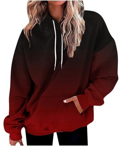 Womens Oversized Sweatshirt Gradient Color Hoodies Long Sleeve Sweaters Pullover Fall Clothes with Pocket A11-e $4.20 Hoodies...