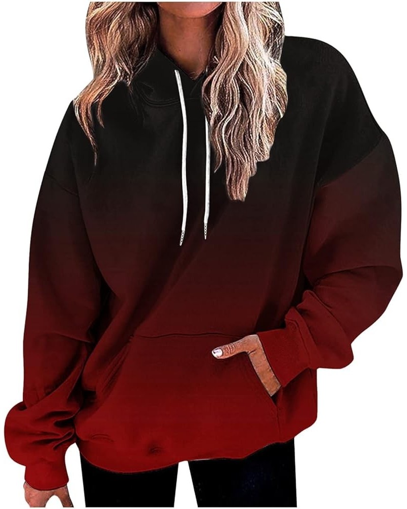 Womens Oversized Sweatshirt Gradient Color Hoodies Long Sleeve Sweaters Pullover Fall Clothes with Pocket A11-e $4.20 Hoodies...