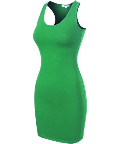 Women's Sexy Scoop Neck Sleeveless Bodycon Tank Dress Green $8.61 Dresses