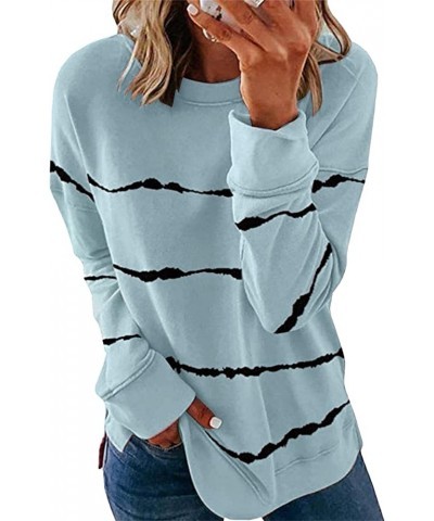 Womens Plus Size Crewneck Star Print Sweatshirt Casual Long Sleeve Side Split Pullover Tops Sky Blue $12.00 Hoodies & Sweatsh...