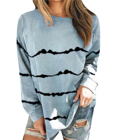 Womens Plus Size Crewneck Star Print Sweatshirt Casual Long Sleeve Side Split Pullover Tops Sky Blue $12.00 Hoodies & Sweatsh...