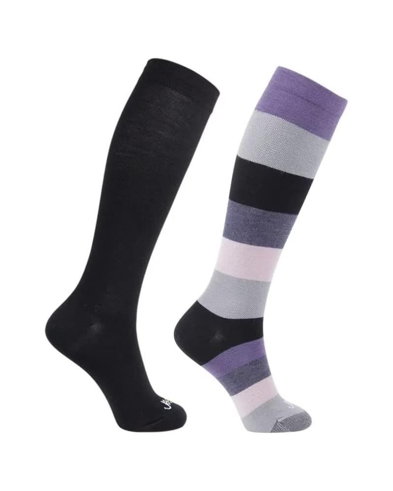 JAVIE Ultra Comfy 75% Merino Wool Graduated Compression Socks for Women & Men (15-20mmHg) Small 2 Pairs: 1 Black+ 1 Rose Pink...