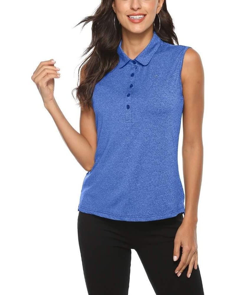 Golf Polo Shirts for Women Sleeveless Summer Sports Athletic Fashionable Workwear-Quick Dry Womens Tank Tops B-blue $13.49 Sh...