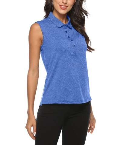 Golf Polo Shirts for Women Sleeveless Summer Sports Athletic Fashionable Workwear-Quick Dry Womens Tank Tops B-blue $13.49 Sh...