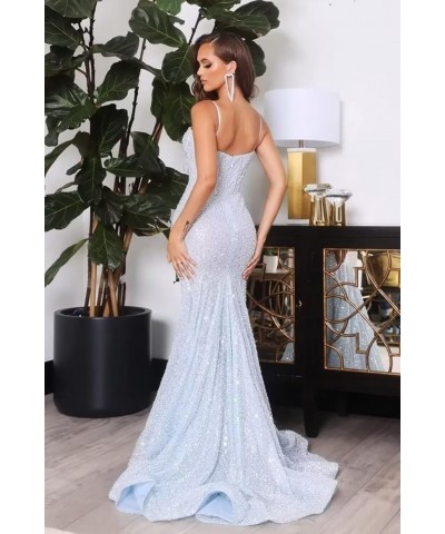 Sparkly Sequin Prom Dresses for Women Mermaid Gowns Evening Dresses Spaghetti Straps Bodycon Formal Party Dress Green $23.10 ...