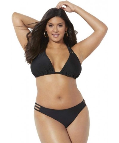 Women's Plus Size Beach Babe Triangle Bikini Set Black $16.74 Swimsuits