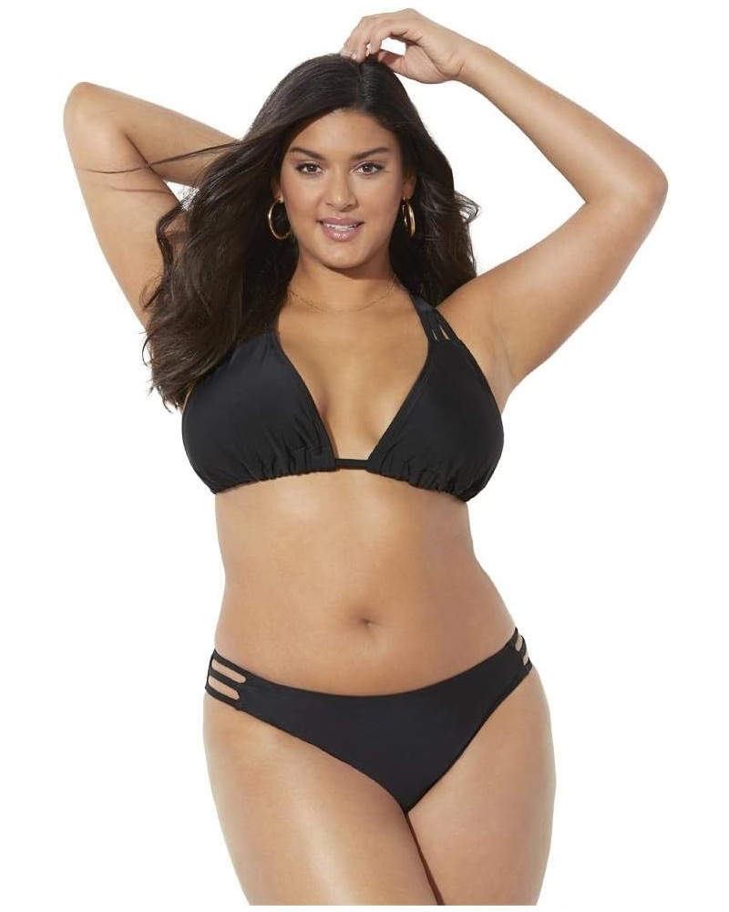 Women's Plus Size Beach Babe Triangle Bikini Set Black $16.74 Swimsuits