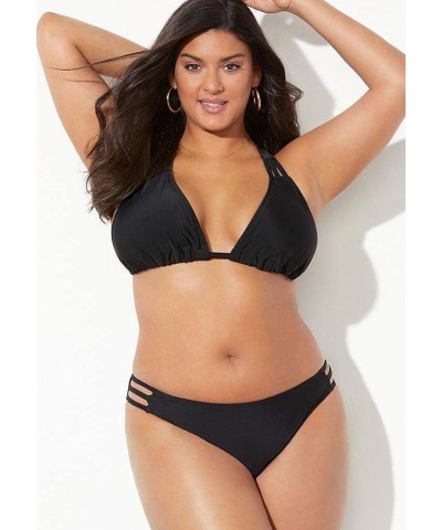 Women's Plus Size Beach Babe Triangle Bikini Set Black $16.74 Swimsuits