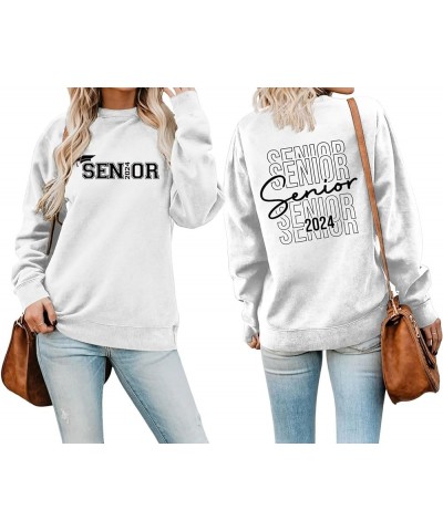 Senior 2024 Sweatshirt Women Girls Class of 2024 Letter Print Long Sleeve Shirt Crewneck Pullover Tops 2024 Grad Gift Senior ...