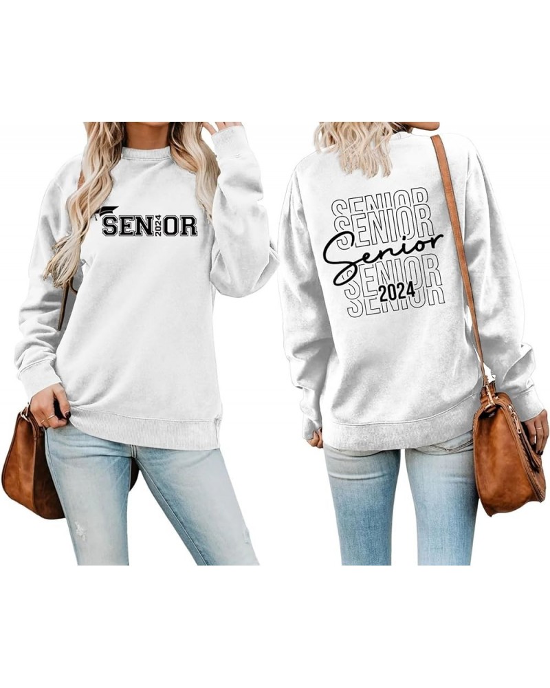 Senior 2024 Sweatshirt Women Girls Class of 2024 Letter Print Long Sleeve Shirt Crewneck Pullover Tops 2024 Grad Gift Senior ...