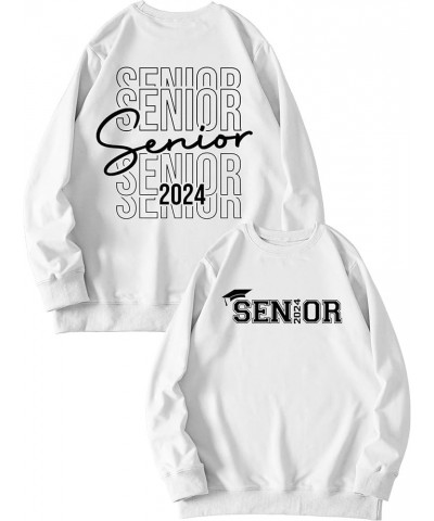 Senior 2024 Sweatshirt Women Girls Class of 2024 Letter Print Long Sleeve Shirt Crewneck Pullover Tops 2024 Grad Gift Senior ...