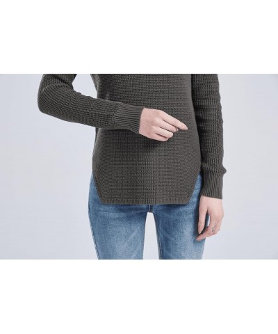 Women's 100% Cotton Crewneck Pullover Chunky Sweater Charcoal Heather $23.60 Sweaters