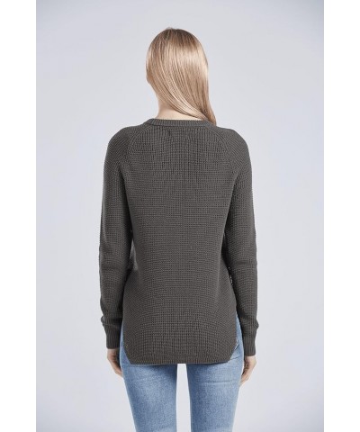 Women's 100% Cotton Crewneck Pullover Chunky Sweater Charcoal Heather $23.60 Sweaters