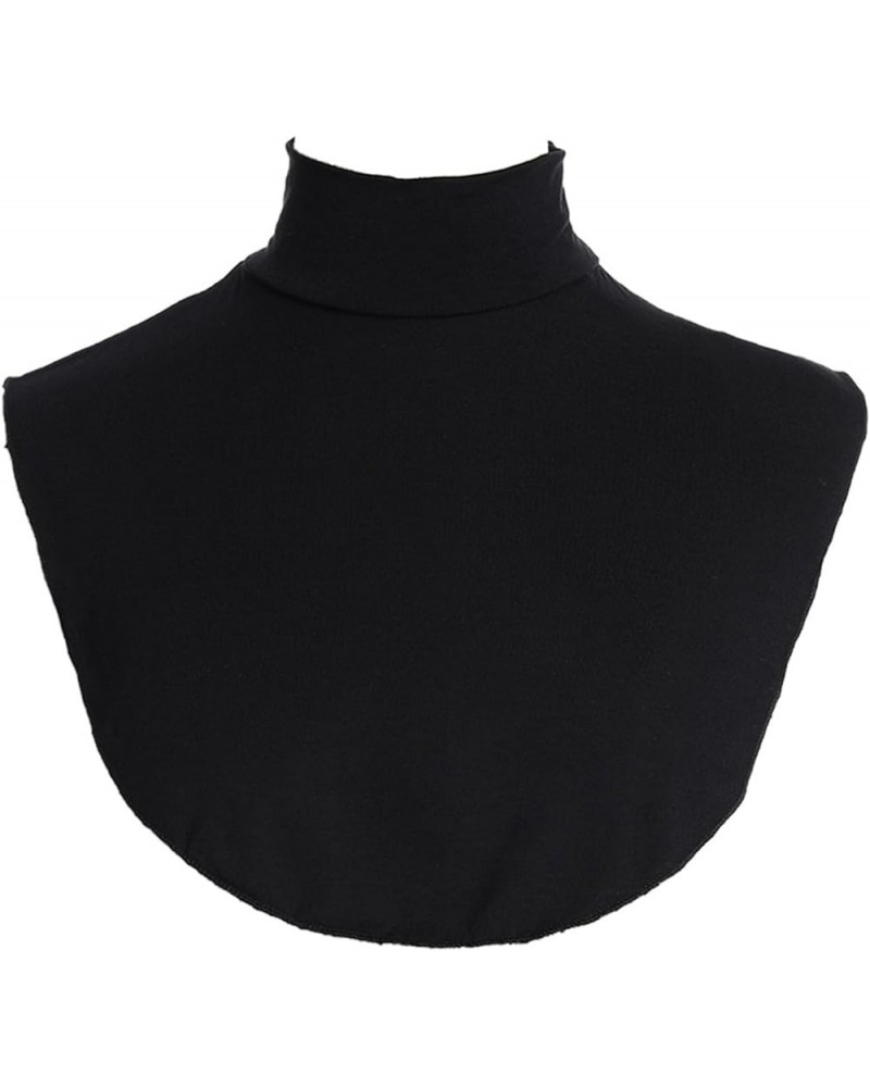 Detachable Cotton Fake Collar False Mock Neck Half Top Blouse Dickey Collar Neck Warmer Shoulder Cover Black D $8.20 Blouses