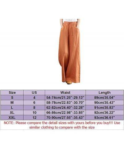 Linen Pants Women Summer Cotton Linen Wide Leg Drawstring Elastic Waist Capris Women's Wide Leg Long Lounge Crop Pant White $...