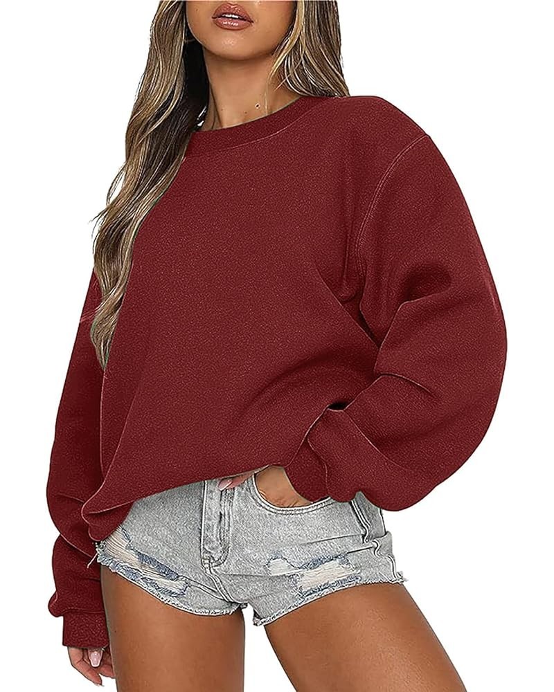 Women Oversized Pullover Sweatshirts Crewneck Sweater Y2K Trendy Witner Fall Hoodie Fashion Outfits Clothes 2023 J011-wine $1...