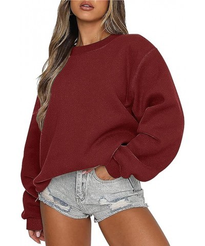 Women Oversized Pullover Sweatshirts Crewneck Sweater Y2K Trendy Witner Fall Hoodie Fashion Outfits Clothes 2023 J011-wine $1...