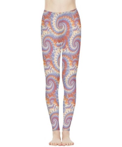 Women Full Length Leggings, Ethnic Geometric High Waist Stretchy Workout Tights, Ladybug Comfy Yoga Pants Plus Size Fractal S...