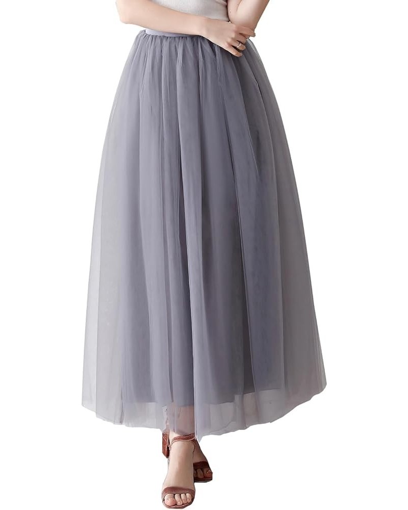 Womens A line Maxi Princess Tulle Tutu Skirt for Prom Party Grey $13.80 Skirts