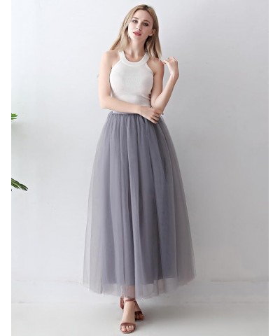 Womens A line Maxi Princess Tulle Tutu Skirt for Prom Party Grey $13.80 Skirts