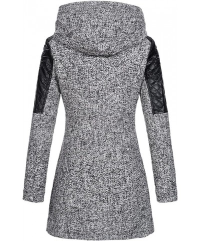 Womens Quilted Jackets with Hood Zip Up Fall Winter Coats Fashion Casual Outwear Wool Blend Coat Hide Belly Pea Coats Gray $2...