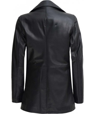 Lambskin Leather 3/4 Coat - A Fusion of Timeless Style & Modern Sophistication for Women Santiago Black Leather Jacket Women ...