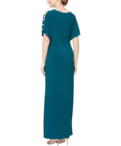 Women's Plus Size Long Knot Dress with Embellished Short Sleeve Emerald $40.94 Dresses