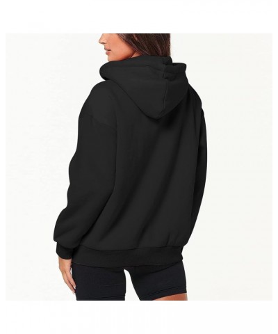 Womens Full Zip Up Hoodies TeenGirls Oversized Sweatshirt Y2K Cute Fall Tops Casual Drawstring Jacket with Pockets 09-black $...