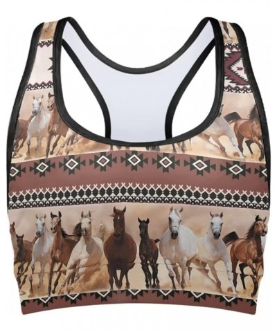 Custom Sports Bras for Women Girls Teens Comfortable for Gym Yoga Aztec Ethnic Horse $9.90 Activewear