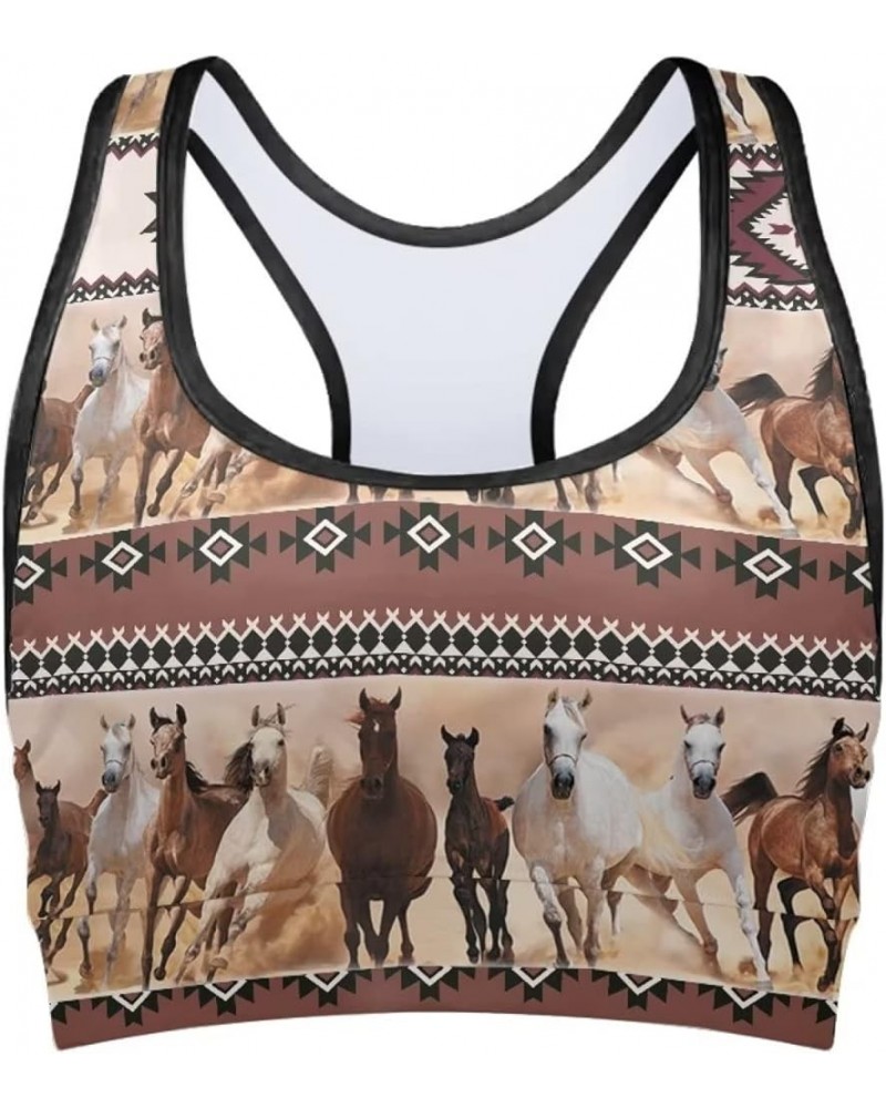 Custom Sports Bras for Women Girls Teens Comfortable for Gym Yoga Aztec Ethnic Horse $9.90 Activewear