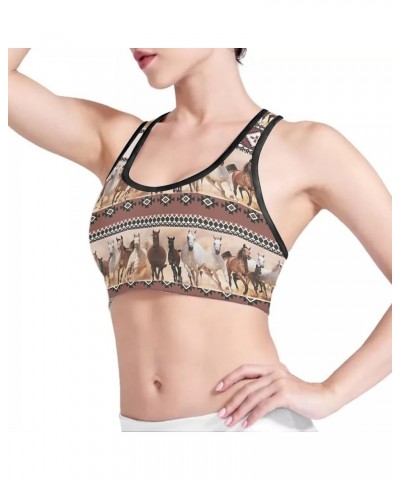 Custom Sports Bras for Women Girls Teens Comfortable for Gym Yoga Aztec Ethnic Horse $9.90 Activewear