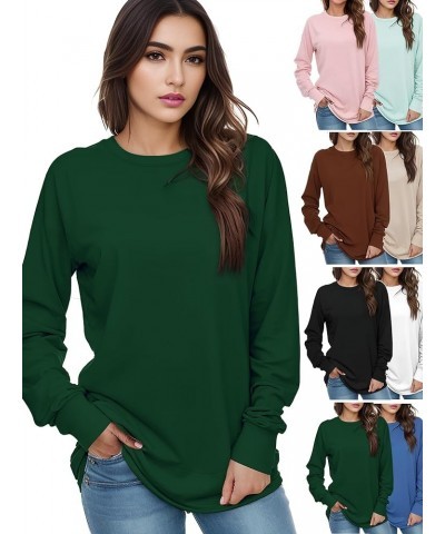 Womens Sweatshirts Hoodies Fleece Crewneck Oversized Pullover Sweaters Casual Fall Clothes Dark Green $13.99 Others