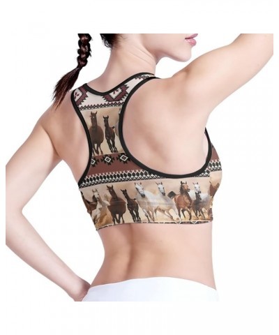 Custom Sports Bras for Women Girls Teens Comfortable for Gym Yoga Aztec Ethnic Horse $9.90 Activewear