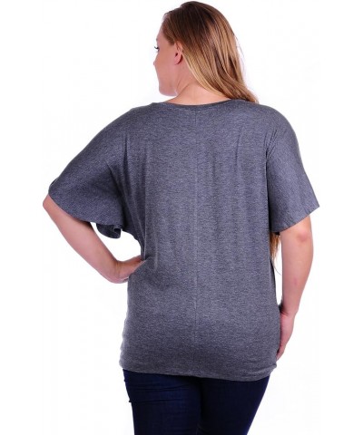 Women's Plus Size Kimono Short Sleeve Basic Top Charcoal $10.00 T-Shirts