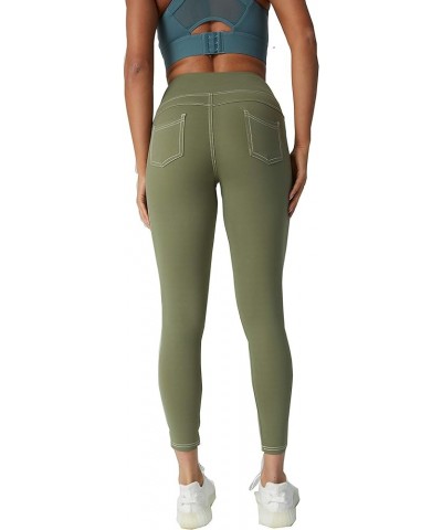 Women's Stretchy Jeggings High Waist Tummy Control Jean Leggings with Pockets Green $9.89 Others