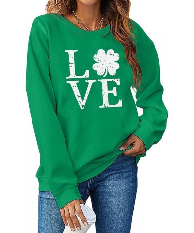 Women St. Patrick's Day Sweatshirts Shamrock Clover Print Shirts Casual Irish Gift Long Sleeve Loose Fit Tops Green-1 $10.83 ...