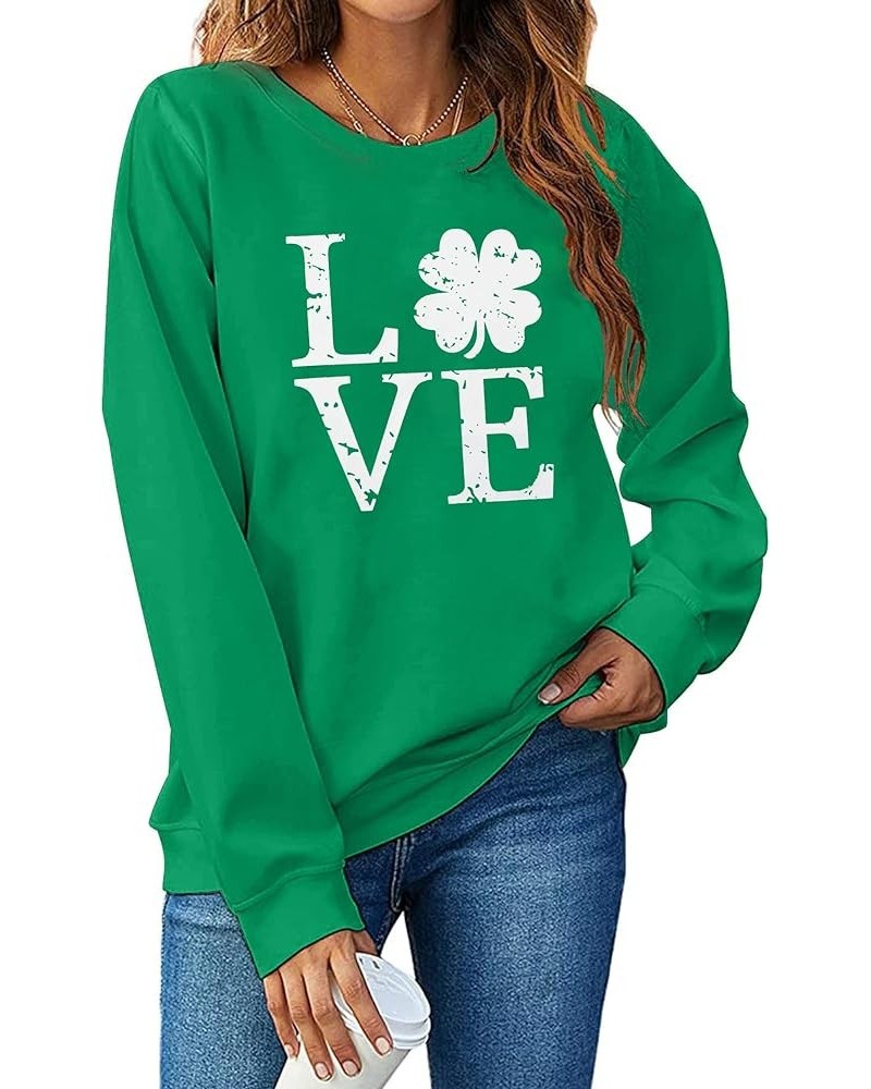 Women St. Patrick's Day Sweatshirts Shamrock Clover Print Shirts Casual Irish Gift Long Sleeve Loose Fit Tops Green-1 $10.83 ...