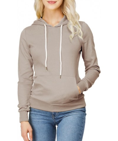 Women's Slim Fit Pullover Hoodie Lightweight Long Sleeve Kangaroo Pocket Basic Casual wear Oscwohol032-taupe $18.43 Hoodies &...