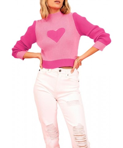 Heart Sweater Women Oversized Long Sleeve Love Printed Knit Tops Cute Valentine 's Day Sweater Pullover 98rose Red $9.24 Swea...