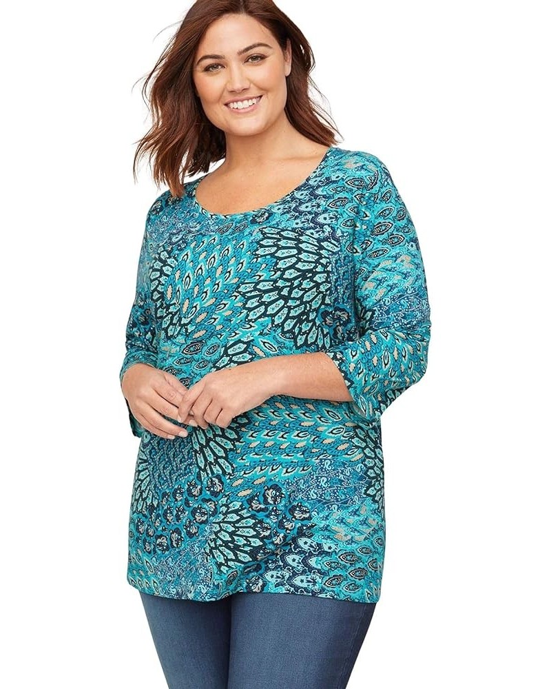 Women's Plus Size Suprema Feather Together Tee Teal Feather $14.39 T-Shirts