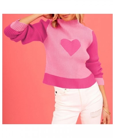 Heart Sweater Women Oversized Long Sleeve Love Printed Knit Tops Cute Valentine 's Day Sweater Pullover 98rose Red $9.24 Swea...