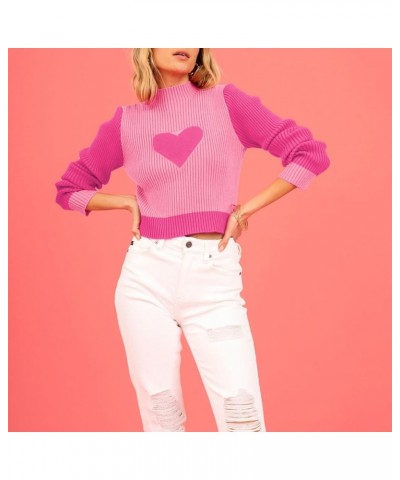 Heart Sweater Women Oversized Long Sleeve Love Printed Knit Tops Cute Valentine 's Day Sweater Pullover 98rose Red $9.24 Swea...