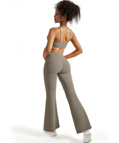 Women Flare Leggings Scrunch Butt Lifting Bootcut High Waist Yoga Pants Flat Waist 14 Taupe $13.03 Activewear