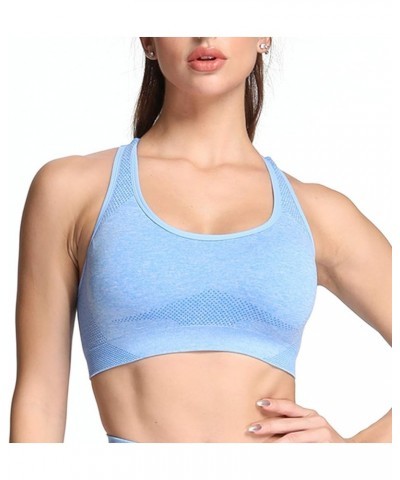 Women's Sports Bra Vital Gym Yoga Seamless Workout Crop Vital Sky Blue Marl $11.04 Lingerie