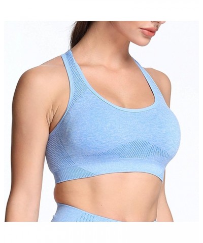 Women's Sports Bra Vital Gym Yoga Seamless Workout Crop Vital Sky Blue Marl $11.04 Lingerie