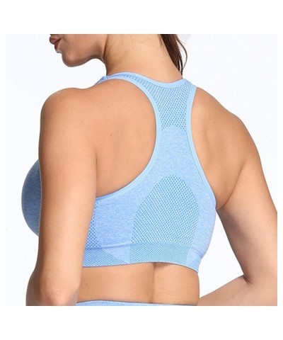 Women's Sports Bra Vital Gym Yoga Seamless Workout Crop Vital Sky Blue Marl $11.04 Lingerie